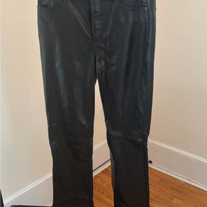 Black Faux Leather Women's Jeans